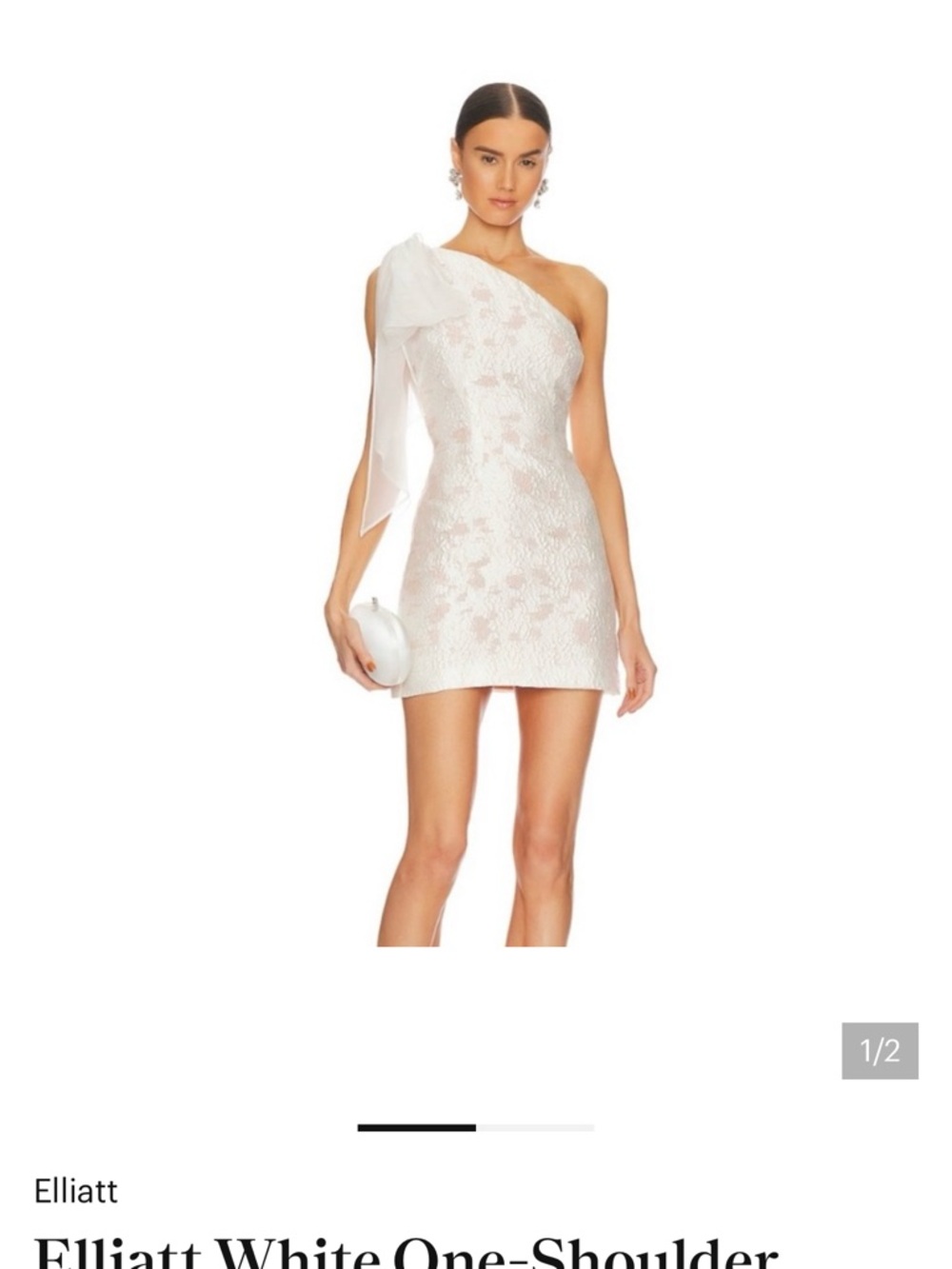 Elliatt Ivory One-Shoulder Mini Dress with Bow Detail